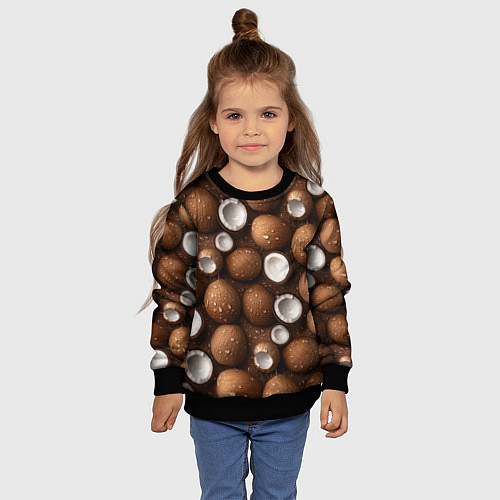 Детский свитшот Сочная текстура из кокосов / 3D-Черный – фото 4