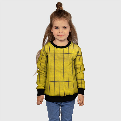 Детский свитшот Жёлтый фон и чёрные параллельные линии / 3D-Черный – фото 4