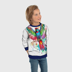 Свитшот детский Разноцветный акварельный попугай с расправленными, цвет: 3D-синий — фото 2