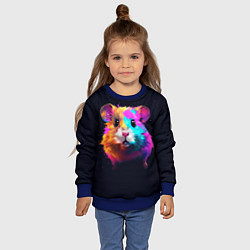 Свитшот детский Хомяк в неоновых красках, цвет: 3D-синий — фото 2