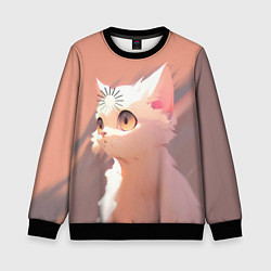 Свитшот детский Аниме Кот с загрузкой, цвет: 3D-черный