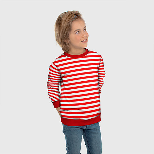 Детский свитшот Ярко красные полосы / 3D-Красный – фото 3