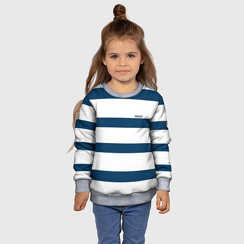 Детский свитшот Бело-синий полосатый узор / 3D-Меланж – фото 4