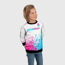 Свитшот детский Renault neon gradient style: символ сверху, цвет: 3D-черный — фото 2