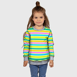 Свитшот детский Желто-зеленый полосатый узор, цвет: 3D-меланж — фото 2