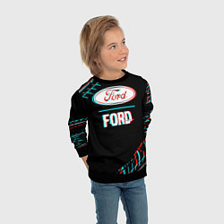 Свитшот детский Значок Ford в стиле glitch на темном фоне, цвет: 3D-черный — фото 2