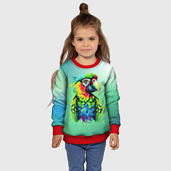 Свитшот детский Разноцветный попугай, цвет: 3D-красный — фото 2