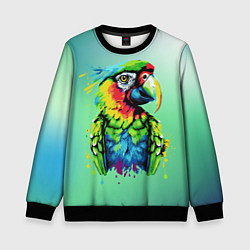 Свитшот детский Разноцветный попугай, цвет: 3D-черный