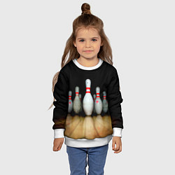 Свитшот детский Боулинг - кегли на дорожке, цвет: 3D-белый — фото 2