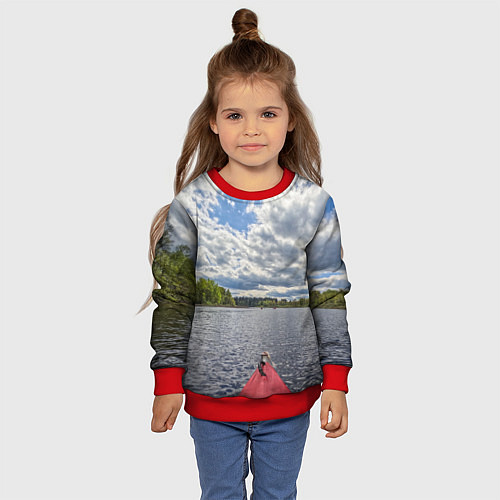 Детский свитшот Сплав на байдарке / 3D-Красный – фото 4
