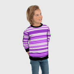 Свитшот детский Фиолетовые полосы, цвет: 3D-черный — фото 2