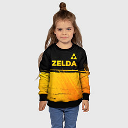 Свитшот детский Zelda - gold gradient: символ сверху, цвет: 3D-черный — фото 2