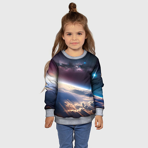 Детский свитшот Планета и космос / 3D-Меланж – фото 4