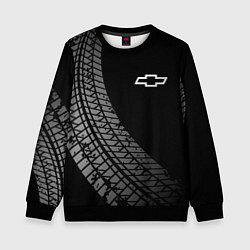 Свитшот детский Chevrolet tire tracks, цвет: 3D-черный