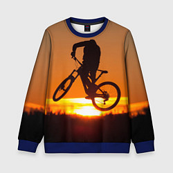 Свитшот детский Велосипедист на закате, цвет: 3D-синий