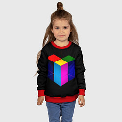 Свитшот детский Многосторонний цветной куб, цвет: 3D-красный — фото 2