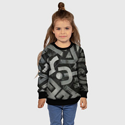 Свитшот детский Шрифтовые узоры, цвет: 3D-черный — фото 2