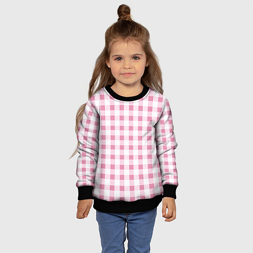 Детский свитшот Барби-розовый: клетка / 3D-Черный – фото 4