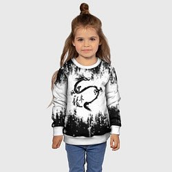 Свитшот детский Японский дракон с иероглифами, цвет: 3D-белый — фото 2