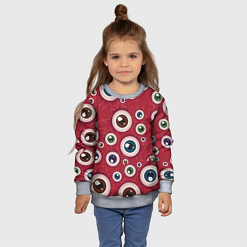 Детский свитшот Множество жутких глаз / 3D-Меланж – фото 4