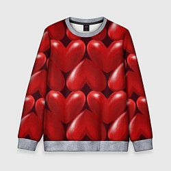 Свитшот детский Red hearts, цвет: 3D-меланж
