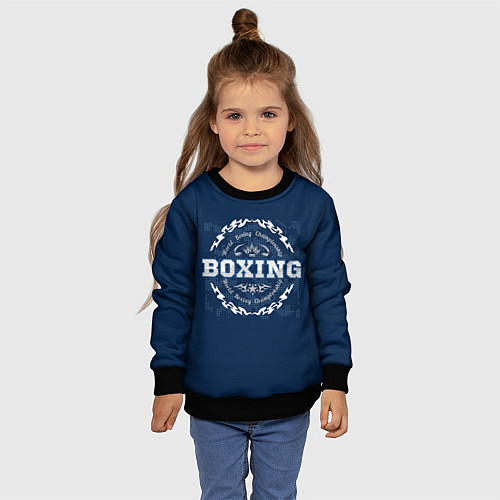 Детский свитшот Boxing - надпись / 3D-Черный – фото 4