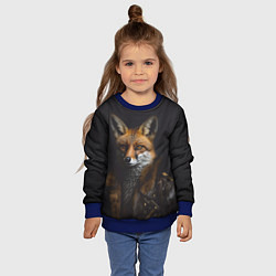 Свитшот детский Лис в кожаном пиджаке, цвет: 3D-синий — фото 2