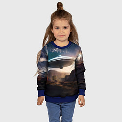 Свитшот детский НЛО над горами, цвет: 3D-синий — фото 2