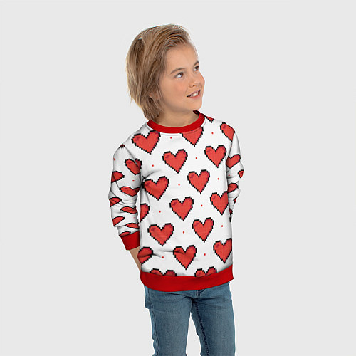 Детский свитшот Pixel heart / 3D-Красный – фото 3