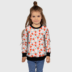 Свитшот детский Паттерн клубника и цветы, цвет: 3D-черный — фото 2