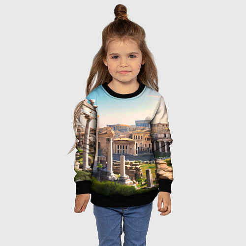 Детский свитшот Руины Рима / 3D-Черный – фото 4