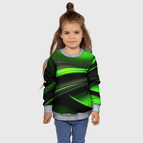Детский свитшот Black green textureпоп / 3D-Меланж – фото 4