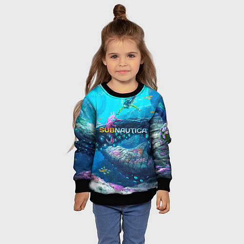 Детский свитшот Подводный мир сабнавтики / 3D-Черный – фото 4