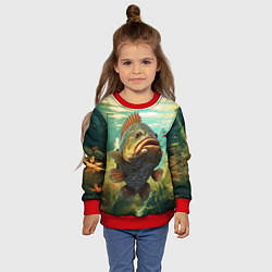 Свитшот детский Карп в озере, цвет: 3D-красный — фото 2