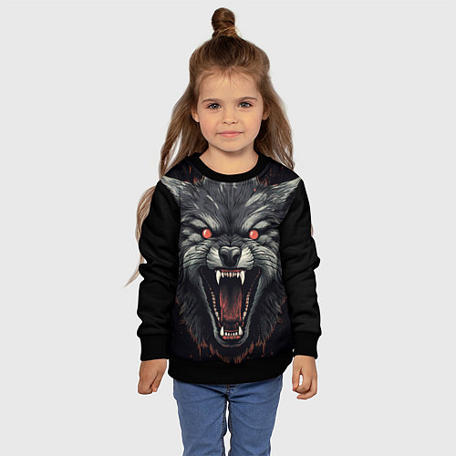 Детский свитшот Серый волк / 3D-Черный – фото 4
