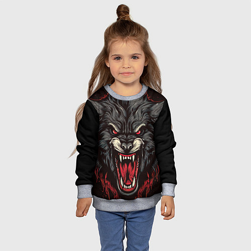 Детский свитшот Злой серый волк / 3D-Меланж – фото 4