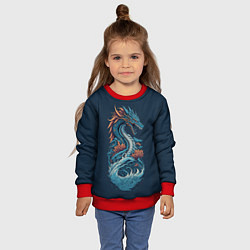 Свитшот детский Синий дракон от нейросети, цвет: 3D-красный — фото 2