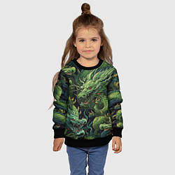 Свитшот детский Зеленые драконы: арт нейросети, цвет: 3D-черный — фото 2