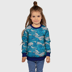 Свитшот детский Голубые и белые волны, цвет: 3D-синий — фото 2