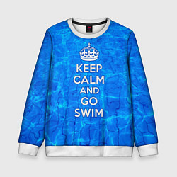 Свитшот детский Будь спокоен и плавай, цвет: 3D-белый