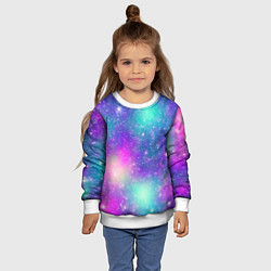 Свитшот детский Яркий розово-голубой космос, цвет: 3D-белый — фото 2