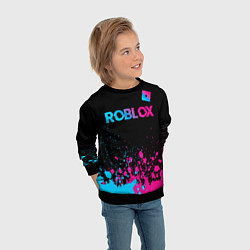 Свитшот детский Roblox - neon gradient: символ сверху, цвет: 3D-черный — фото 2