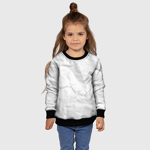 Детский свитшот Мятая бумага - текстура / 3D-Черный – фото 4
