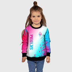 Свитшот детский Skyrim neon gradient style: надпись, символ, цвет: 3D-черный — фото 2