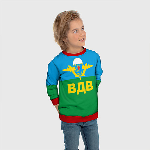 Детский свитшот ВДВ - символика / 3D-Красный – фото 3