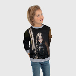 Свитшот детский Готическая девушка в темной комнате, цвет: 3D-меланж — фото 2