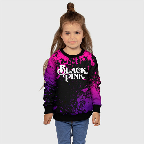 Детский свитшот Blackpink - neon / 3D-Черный – фото 4