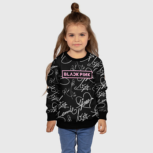 Детский свитшот Blackpink - автографы / 3D-Черный – фото 4