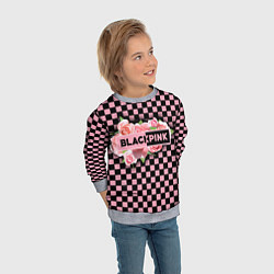 Свитшот детский Blackpink logo roses, цвет: 3D-меланж — фото 2
