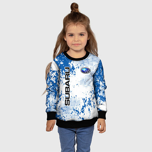 Детский свитшот Subaru blue logo / 3D-Черный – фото 4